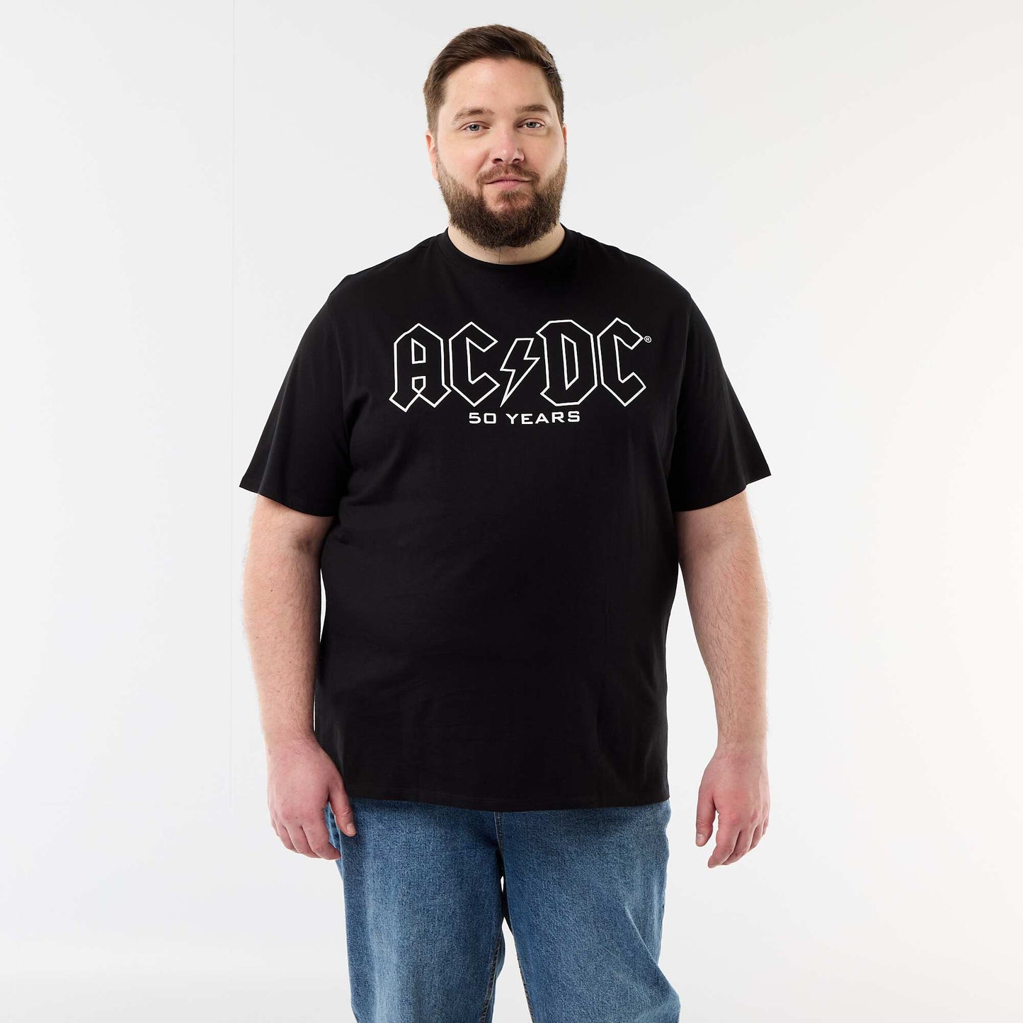 Short-Sleeved \'ACDC\' Double-Sided Print T-Shirt BLACK