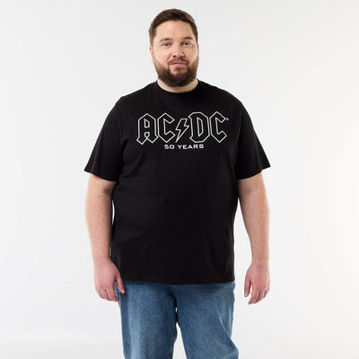 Short-Sleeved \'ACDC\' Double-Sided Print T-Shirt BLACK
