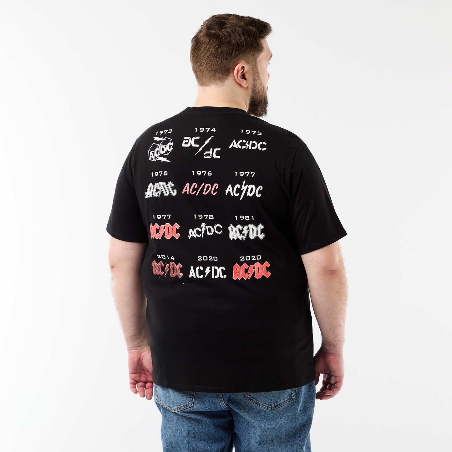 Short-Sleeved \'ACDC\' Double-Sided Print T-Shirt BLACK