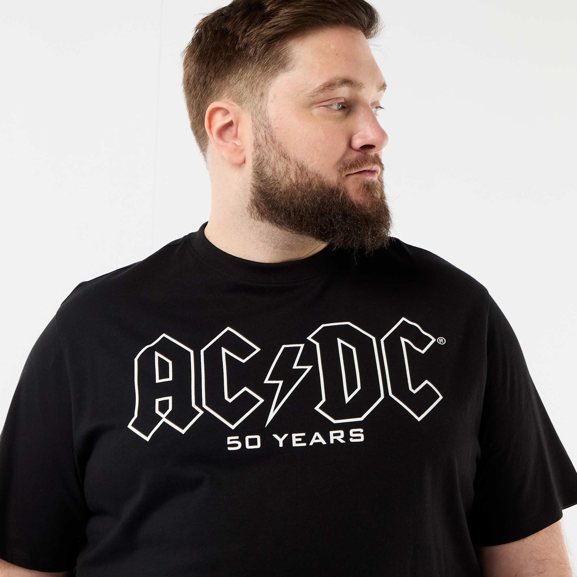 Short-Sleeved \'ACDC\' Double-Sided Print T-Shirt BLACK