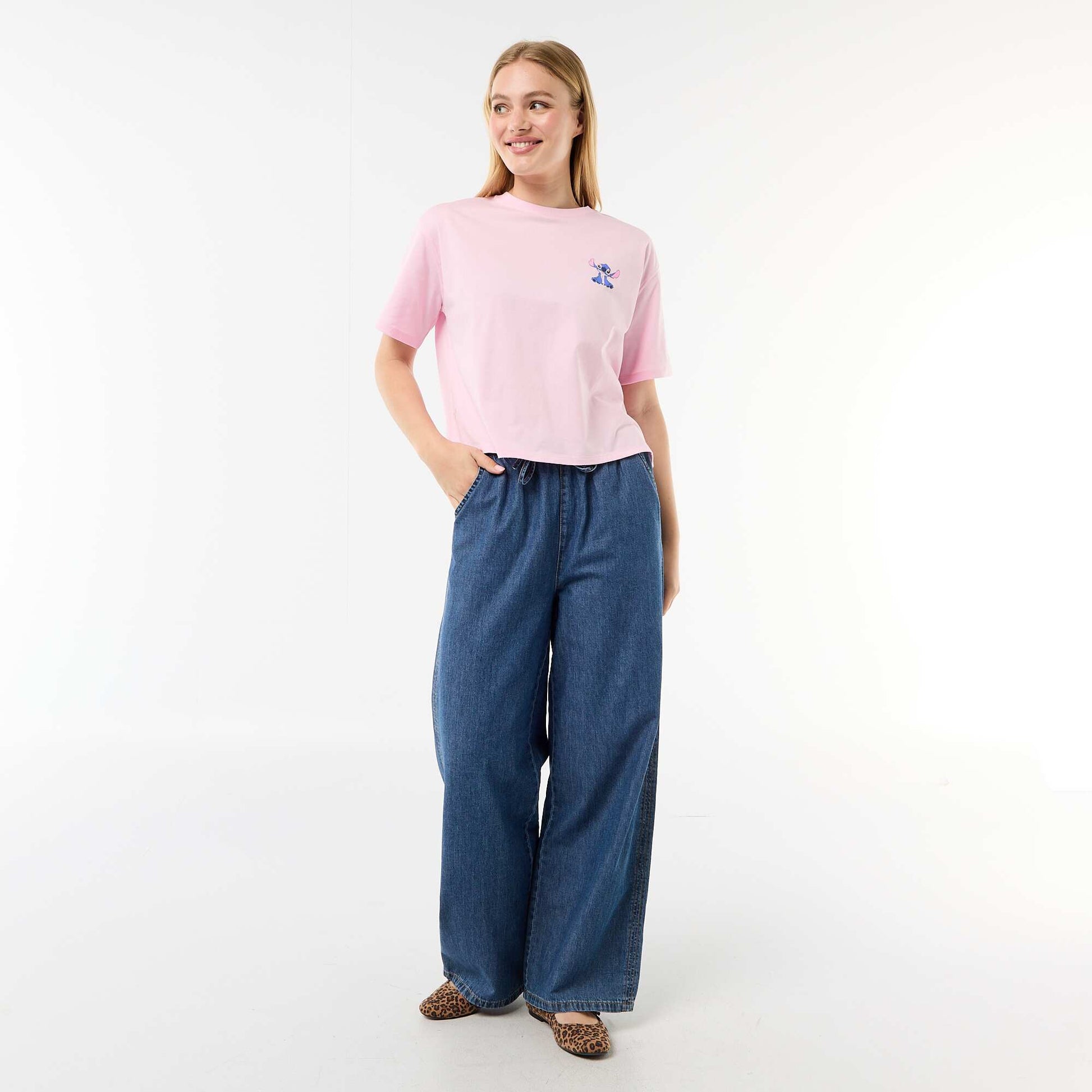 Stitch Printed T-Shirt PINK