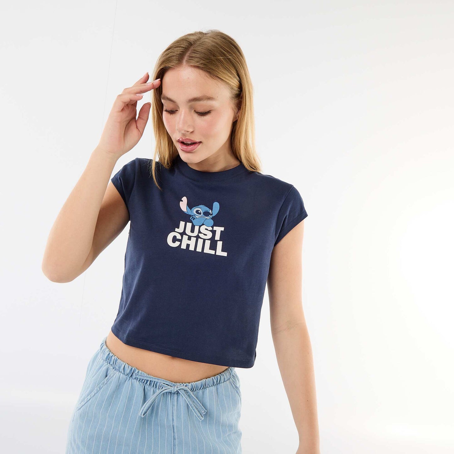 Disney \'Stitch\' Cropped T-shirt BLUE