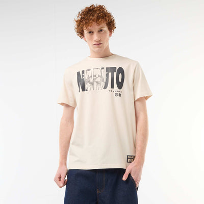 Solid Cotton 'Naruto' Print T-Shirt BEIGE
