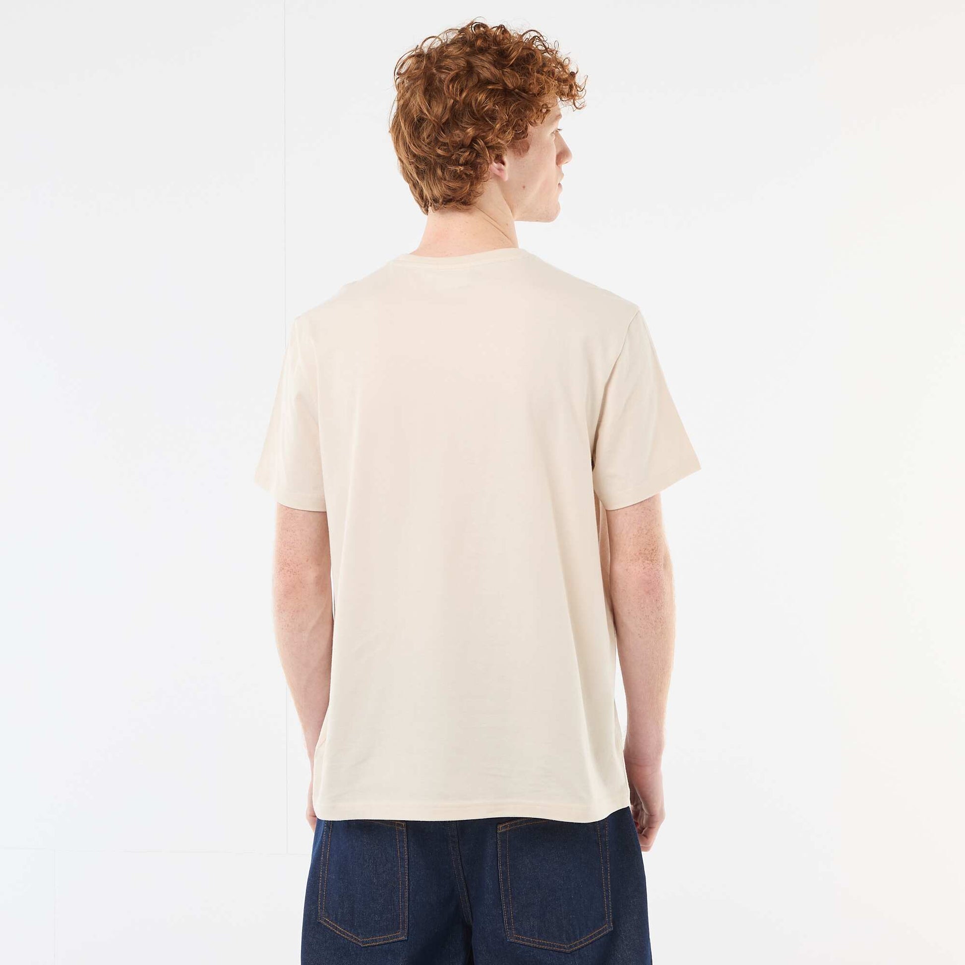 Solid Cotton 'Naruto' Print T-Shirt BEIGE