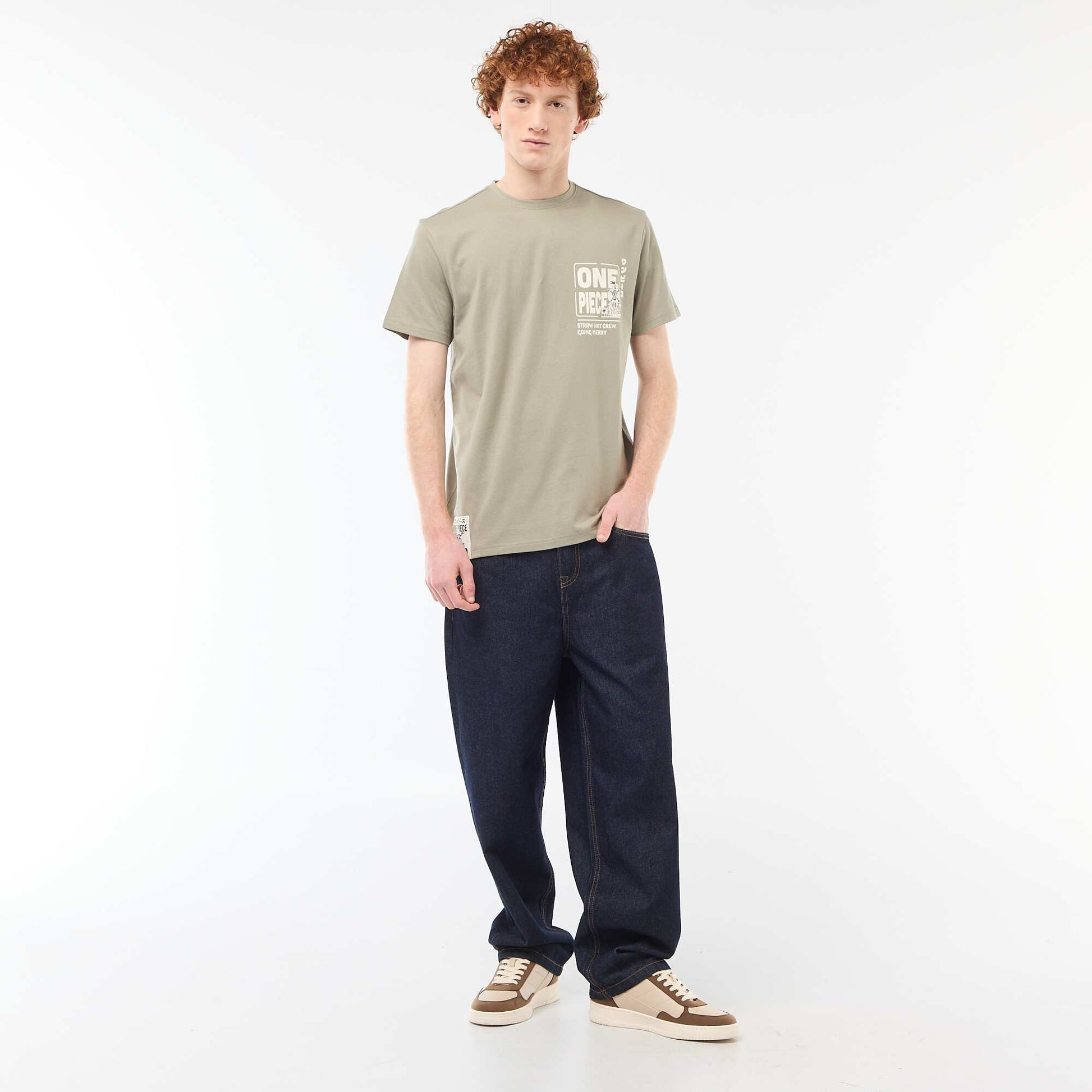 One Piece' Cotton Print T-Shirt GREEN