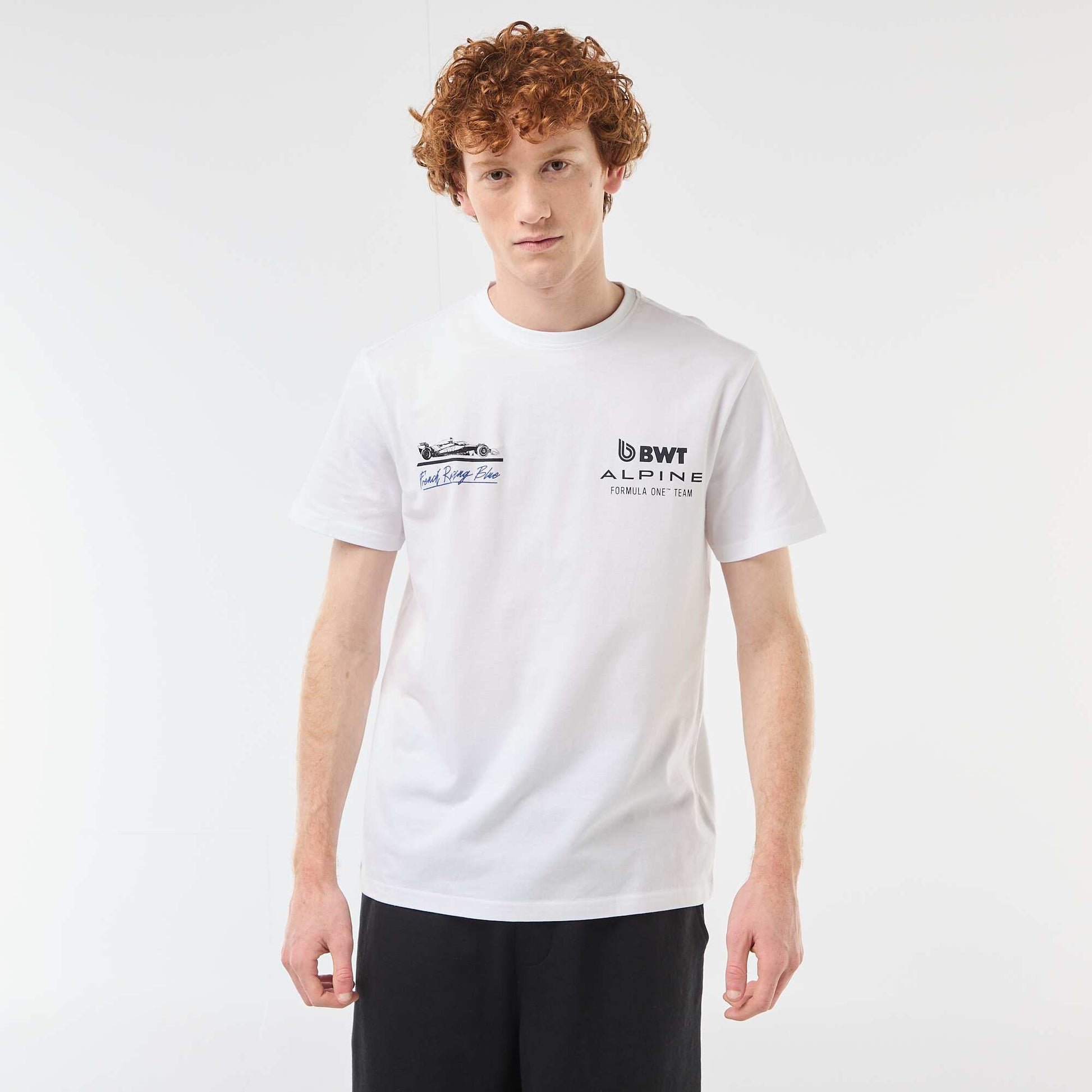Solid Cotton 'Alpine' Print T-Shirt WHITE