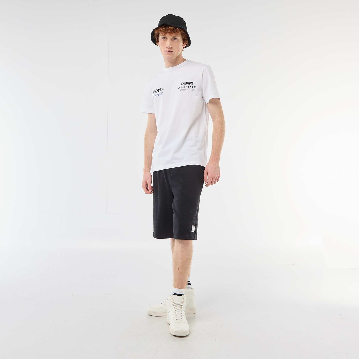 Solid Cotton 'Alpine' Print T-Shirt WHITE