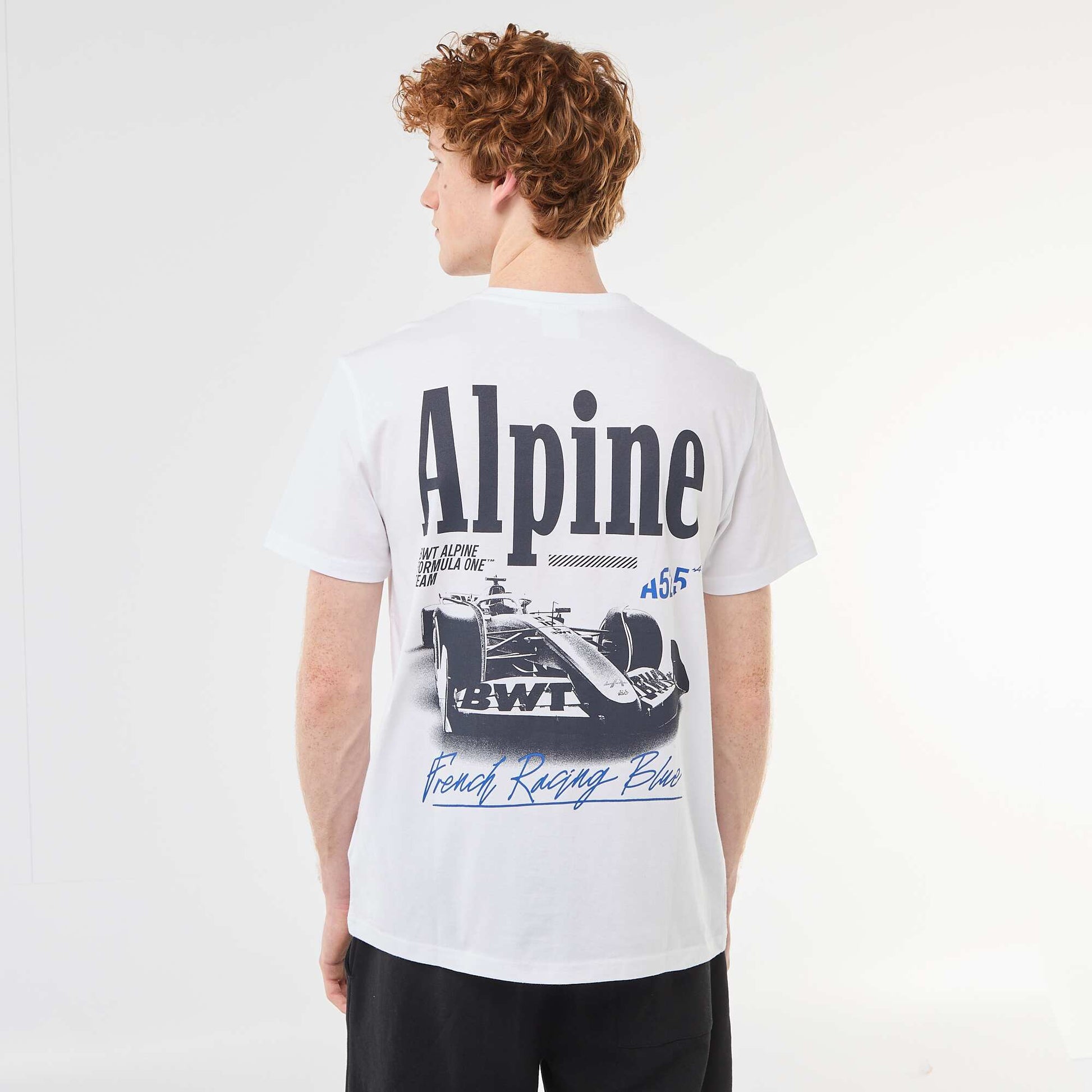 Solid Cotton 'Alpine' Print T-Shirt WHITE