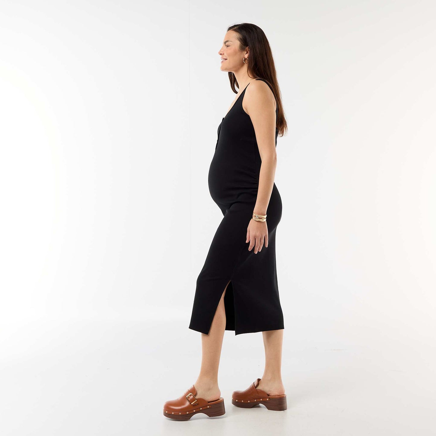 Ribbed Maternity Tank Dress BLACK