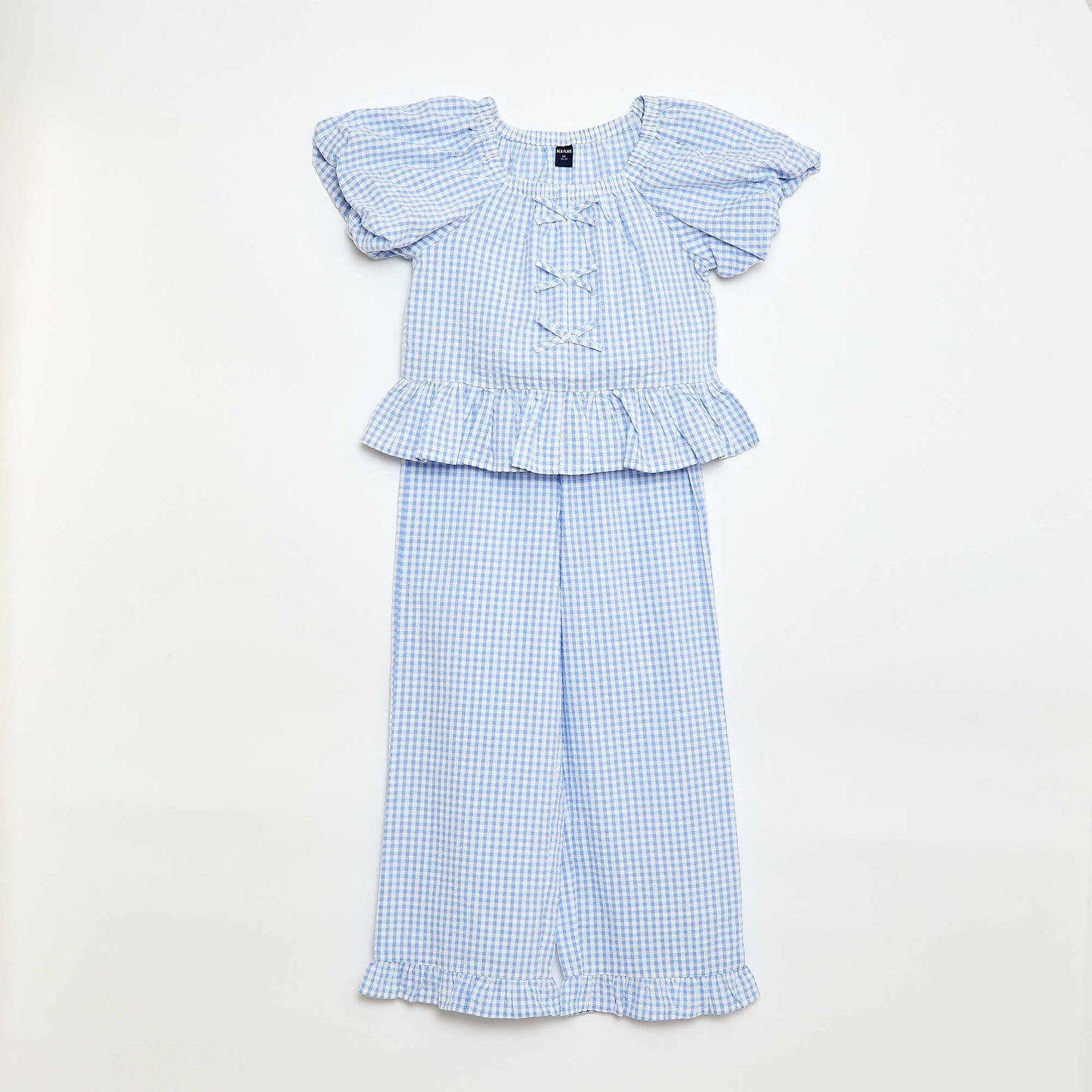 Top and Trousers Set with Cotton Details BLUE