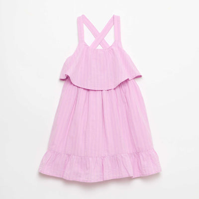 Criss-Cross Strap Shift Dress with Ruffles PURPLE