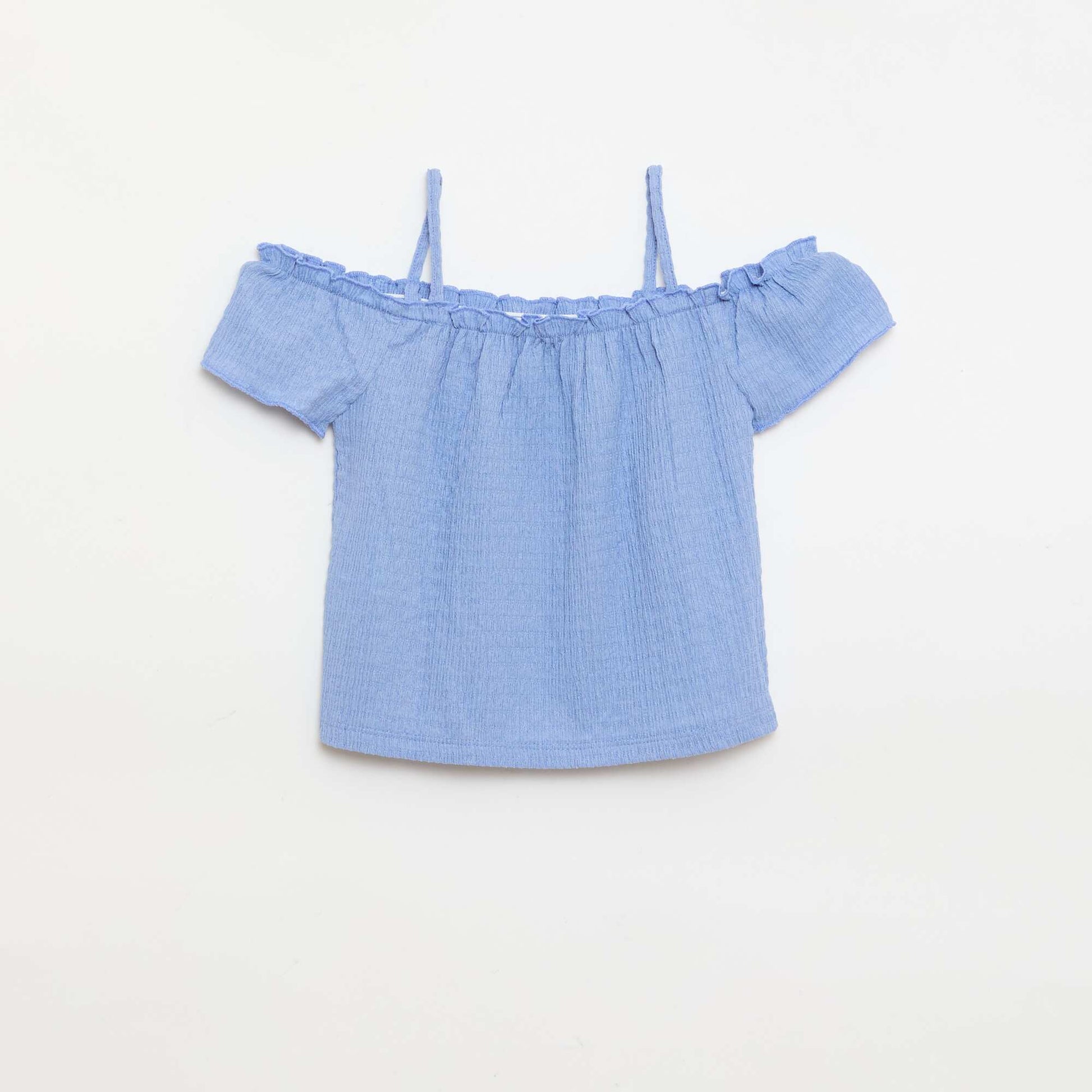 Smocked top with thin straps BLUE