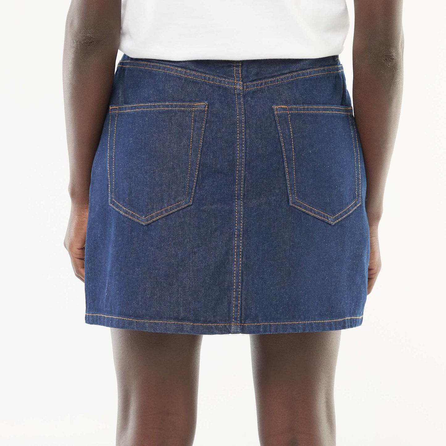 Braided Pocket Denim Skirt BLUE