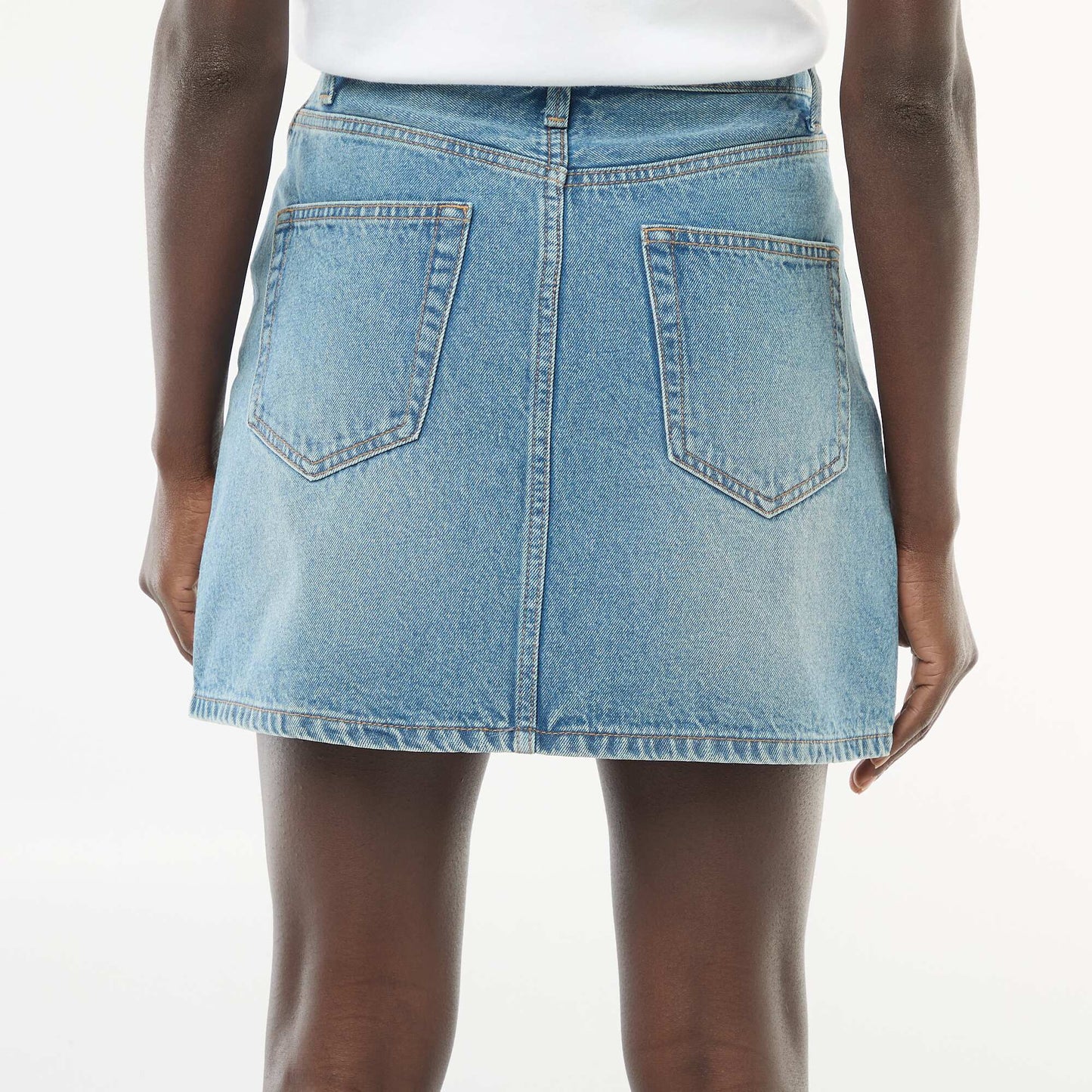 Braided Pocket Denim Skirt BLUE