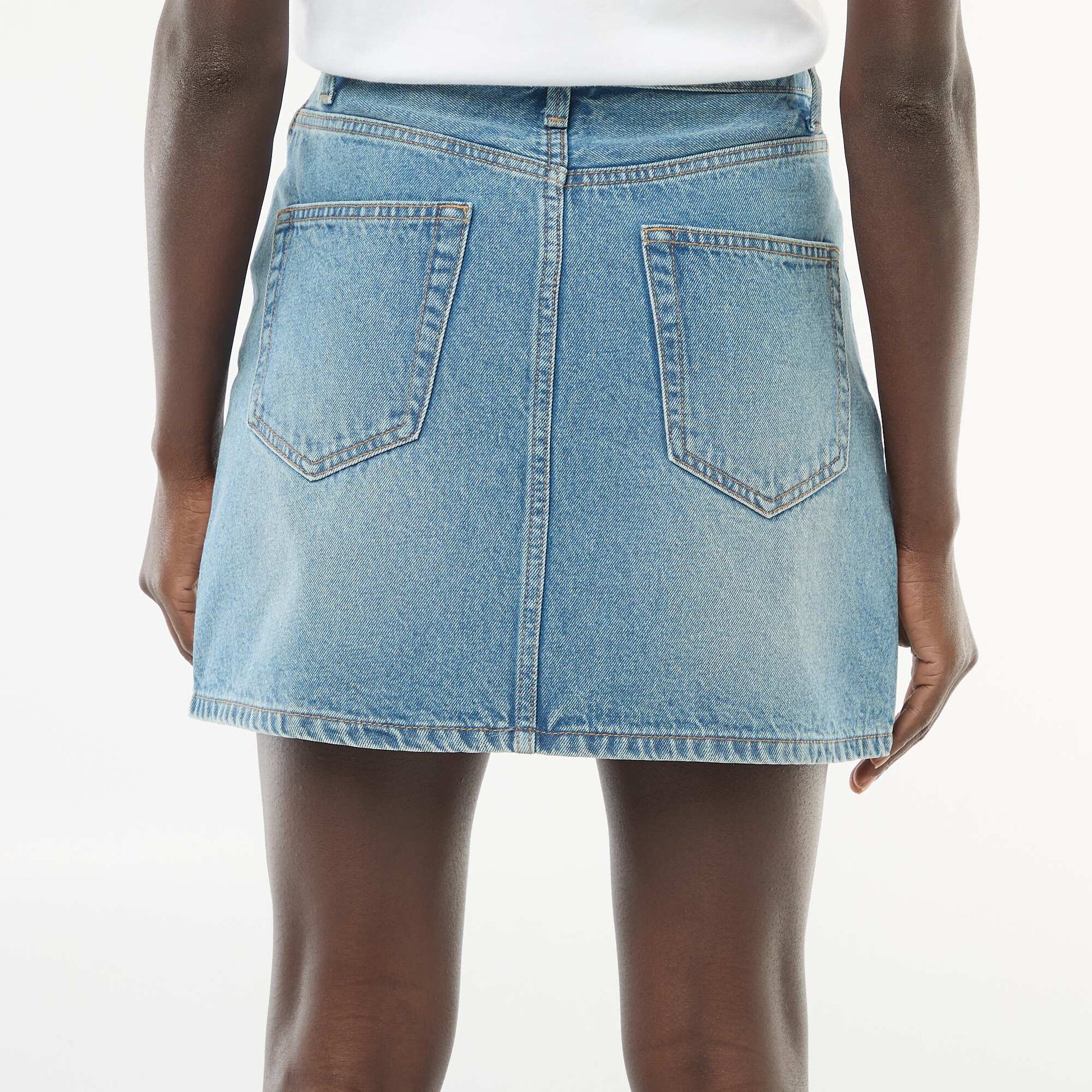 Braided Pocket Denim Skirt BLUE