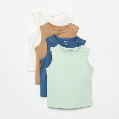 Pack of 4 Plain Tank Tops WHITE