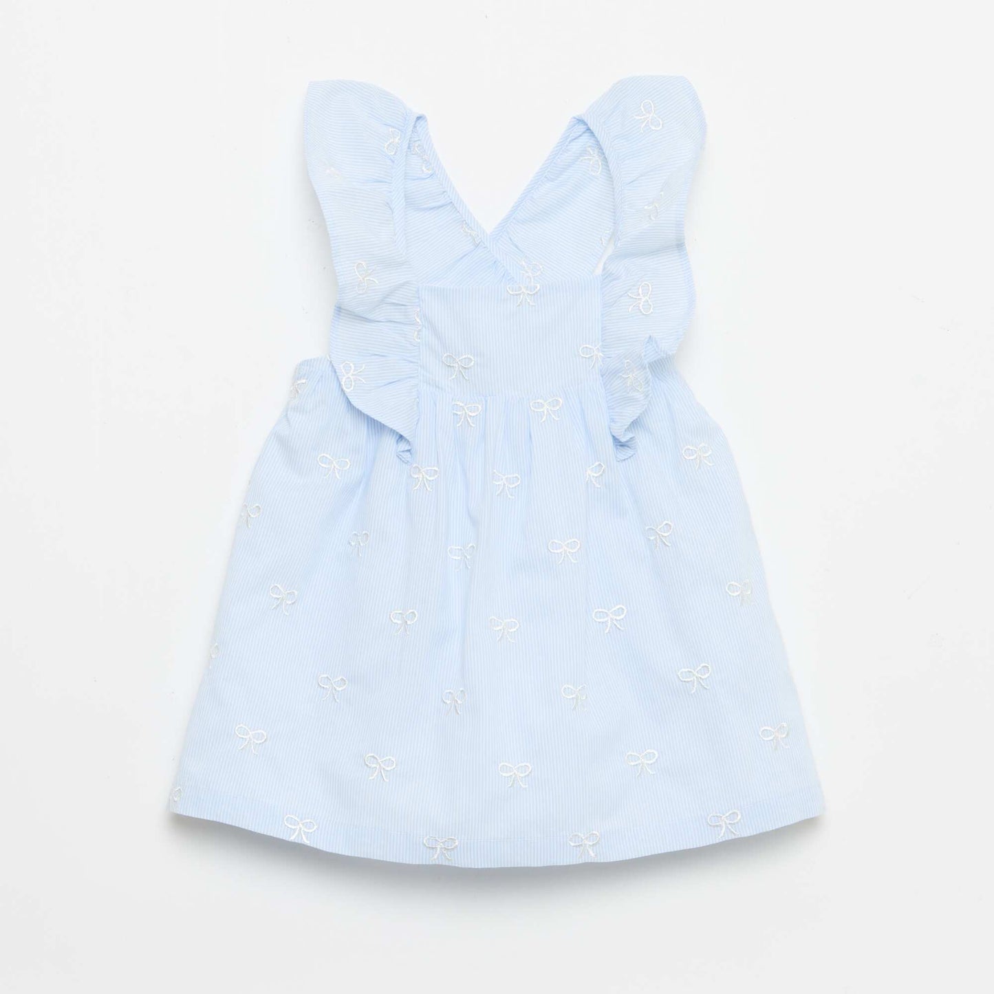 Dress with ruffled straps and embroidery BLUE