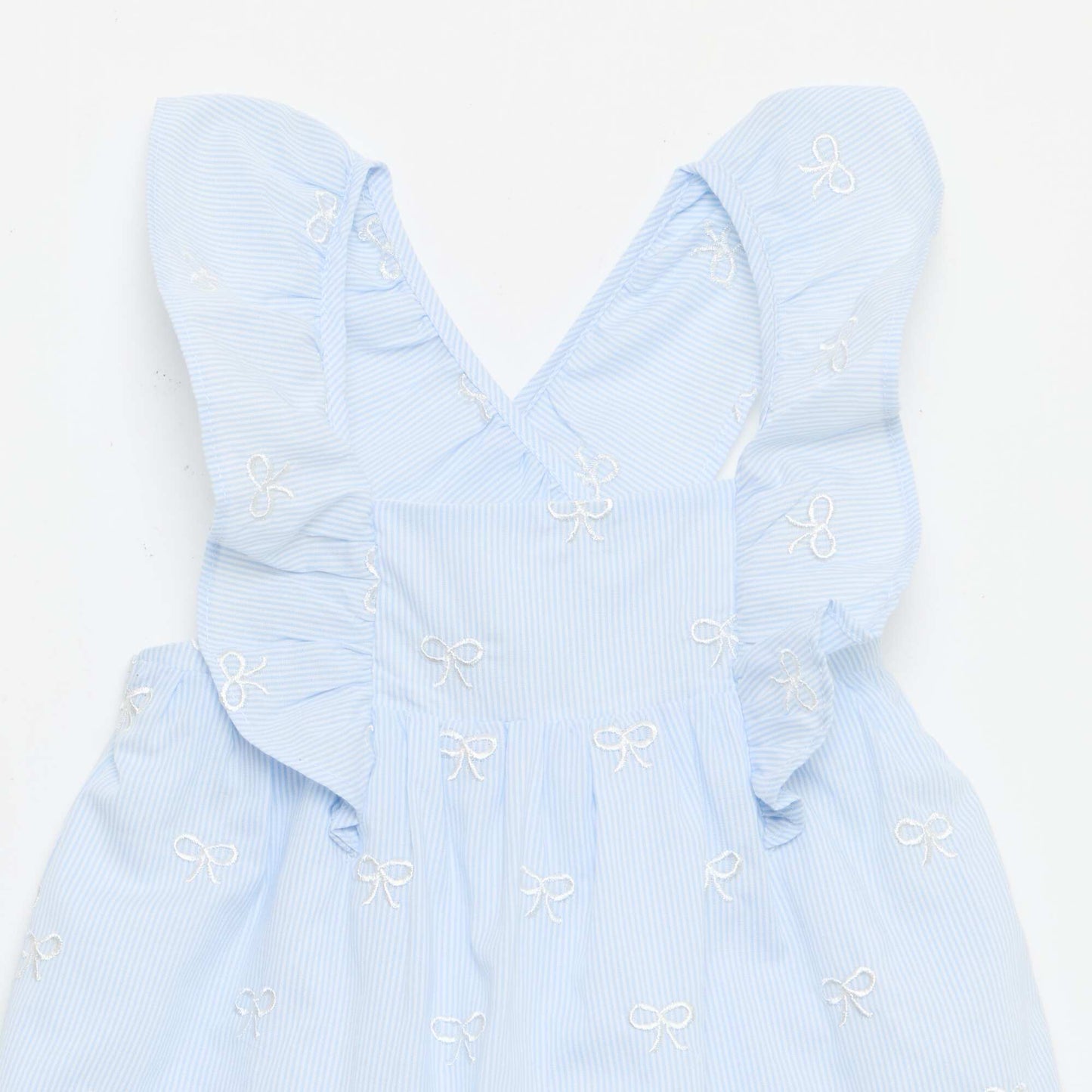 Dress with ruffled straps and embroidery BLUE