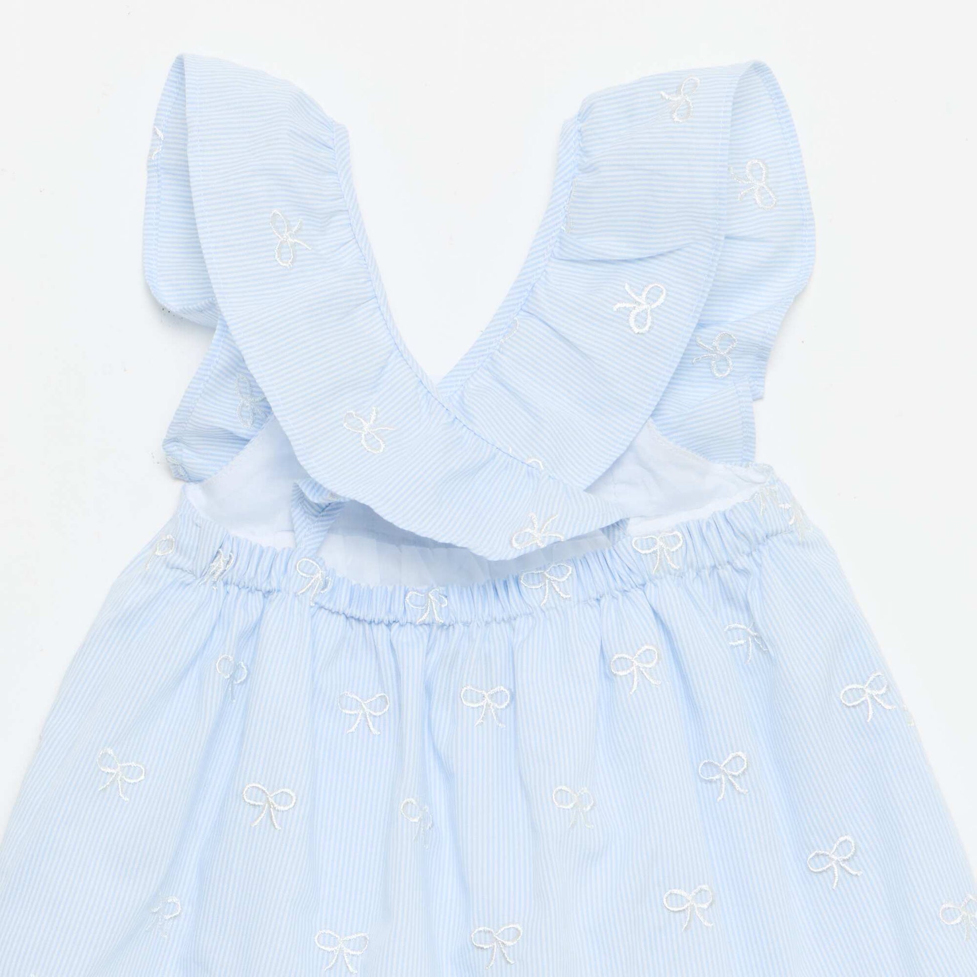 Dress with ruffled straps and embroidery BLUE