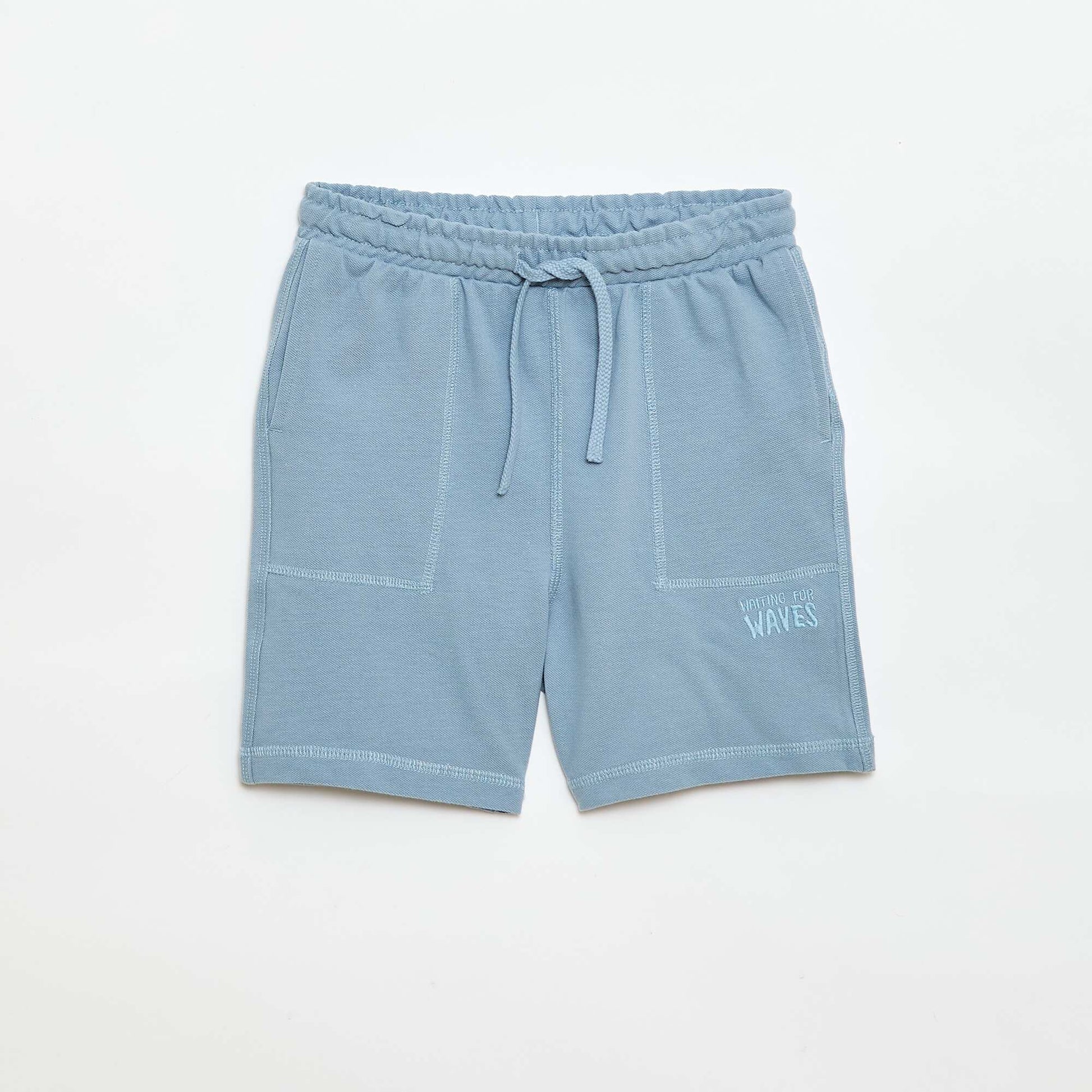 Cotton piqué t-shirt and shorts set BLUE