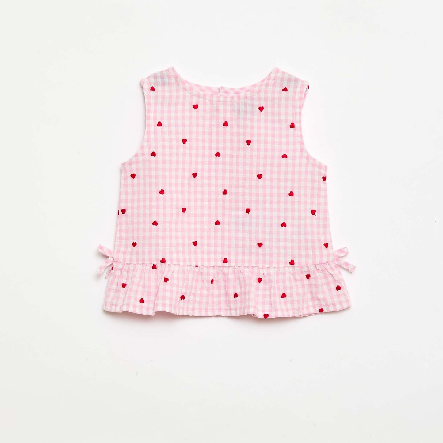 2-Piece Gingham Print Blouse and Shorts Set PINK