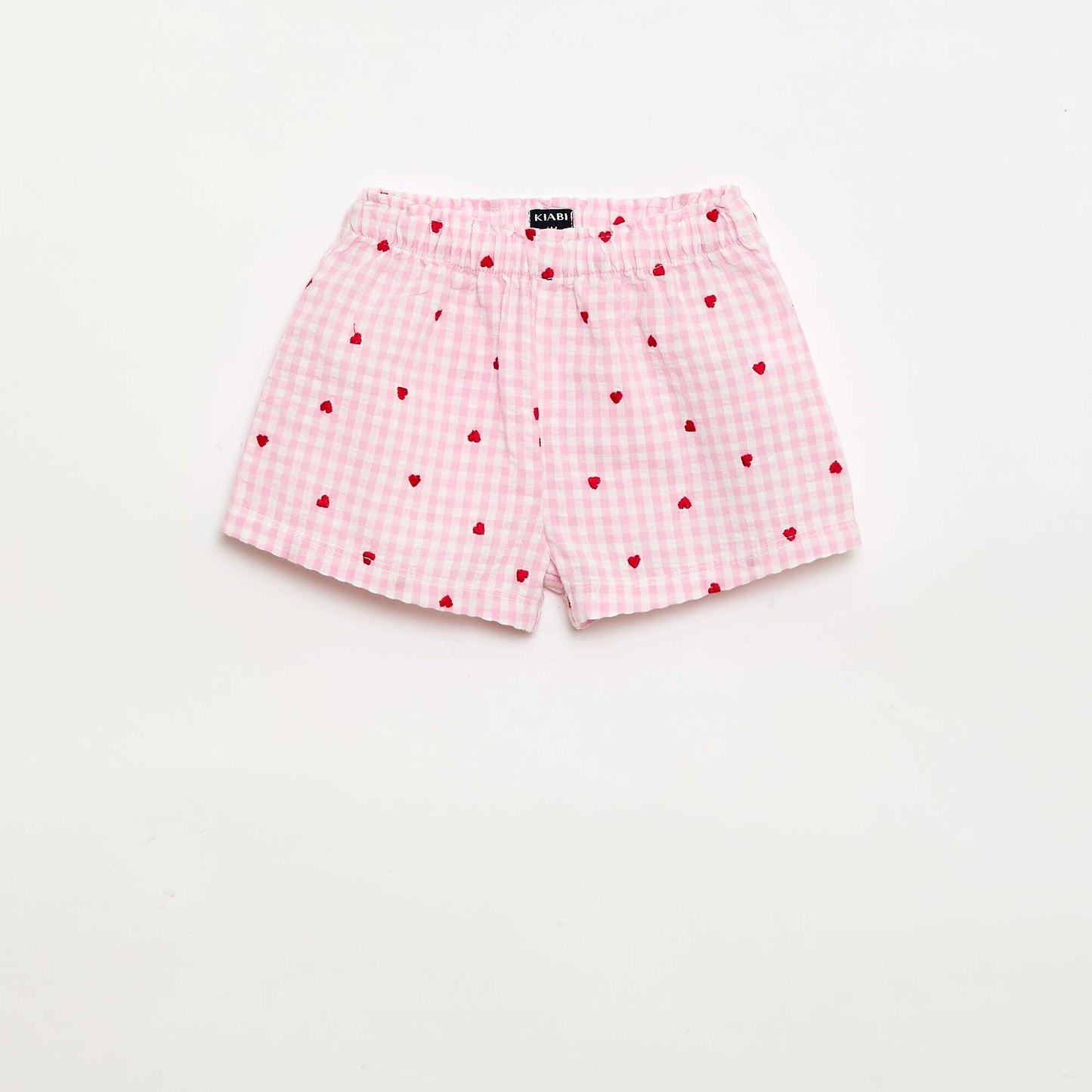 2-Piece Gingham Print Blouse and Shorts Set PINK