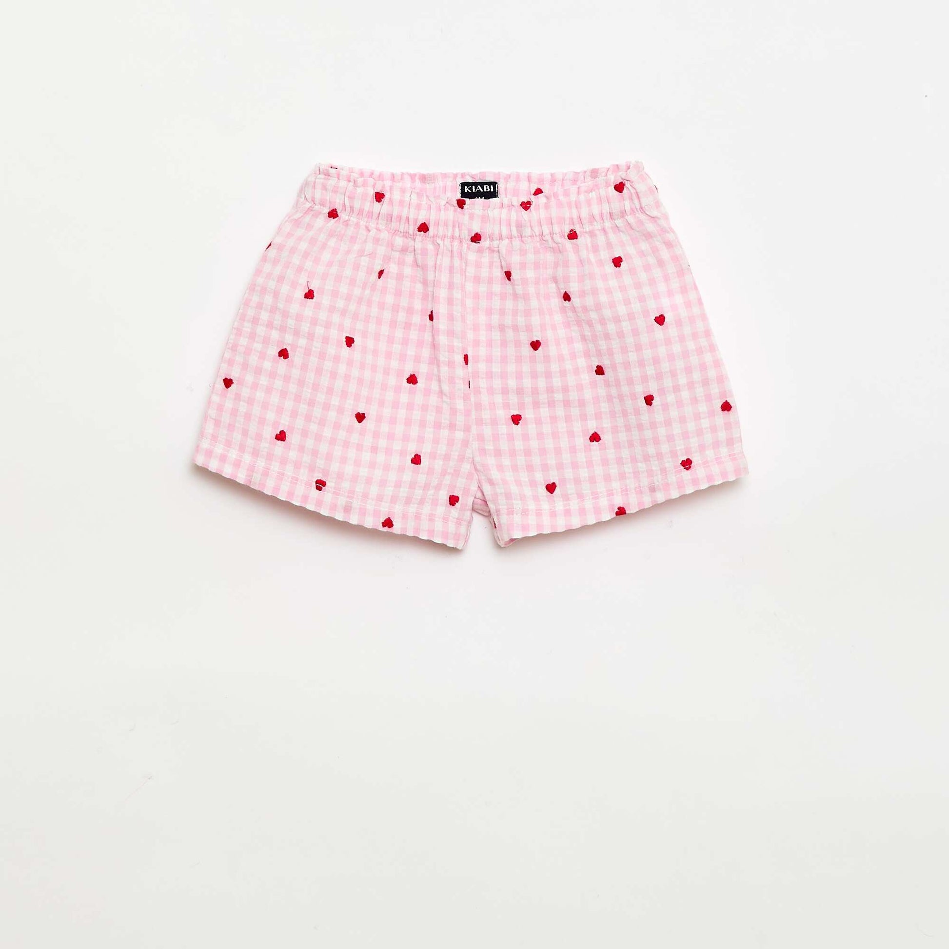 2-Piece Gingham Print Blouse and Shorts Set PINK