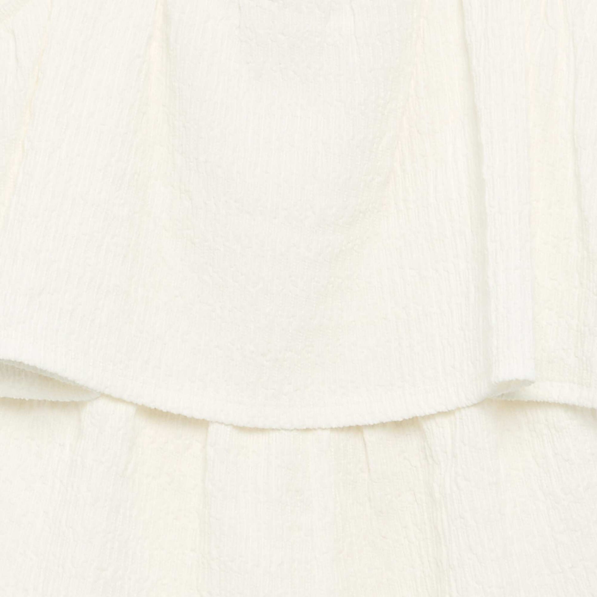 Solid Waffle Knit Strap Playsuit WHITE