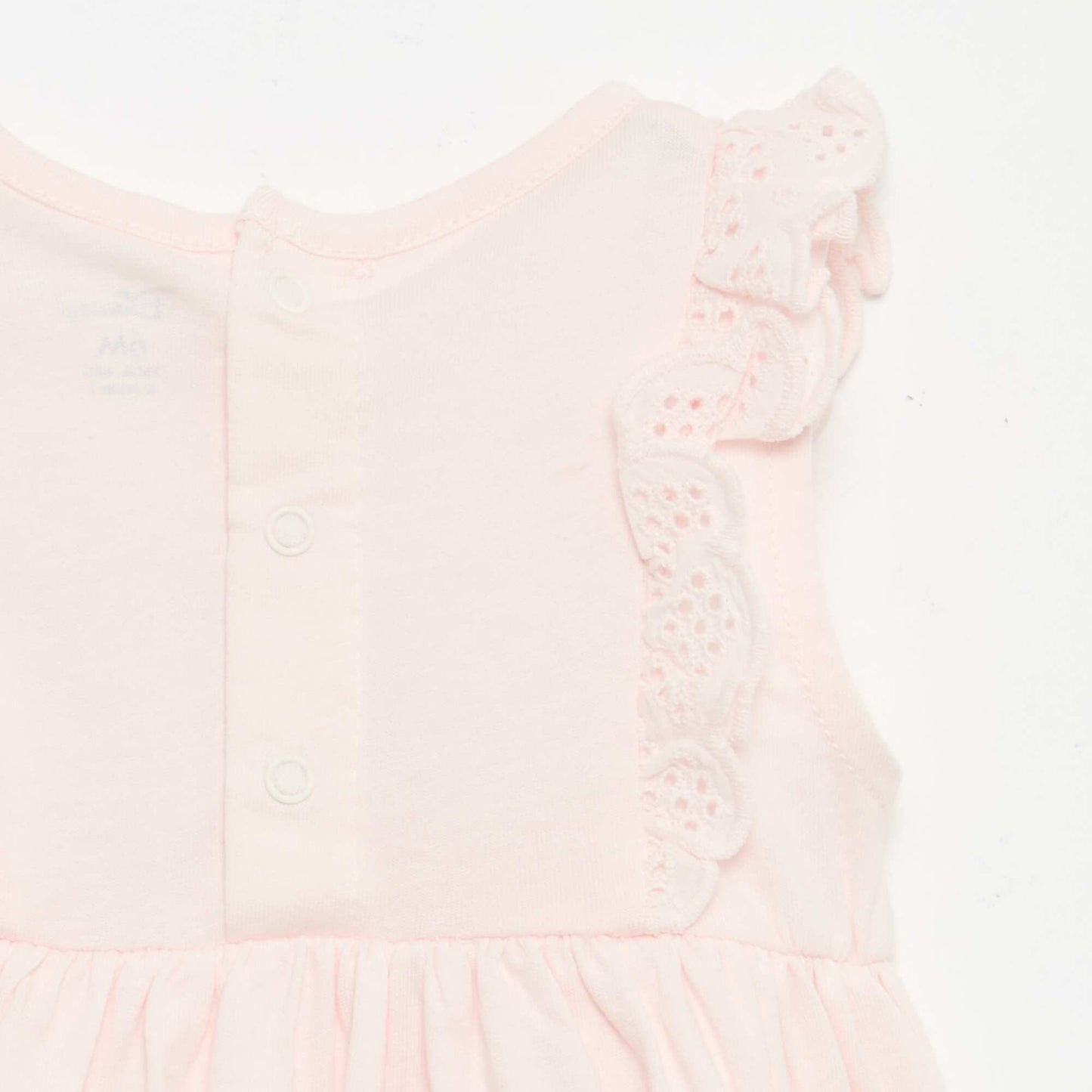 Sleeveless 'Disney' Solid Dress with Ruffle Yoke PINK