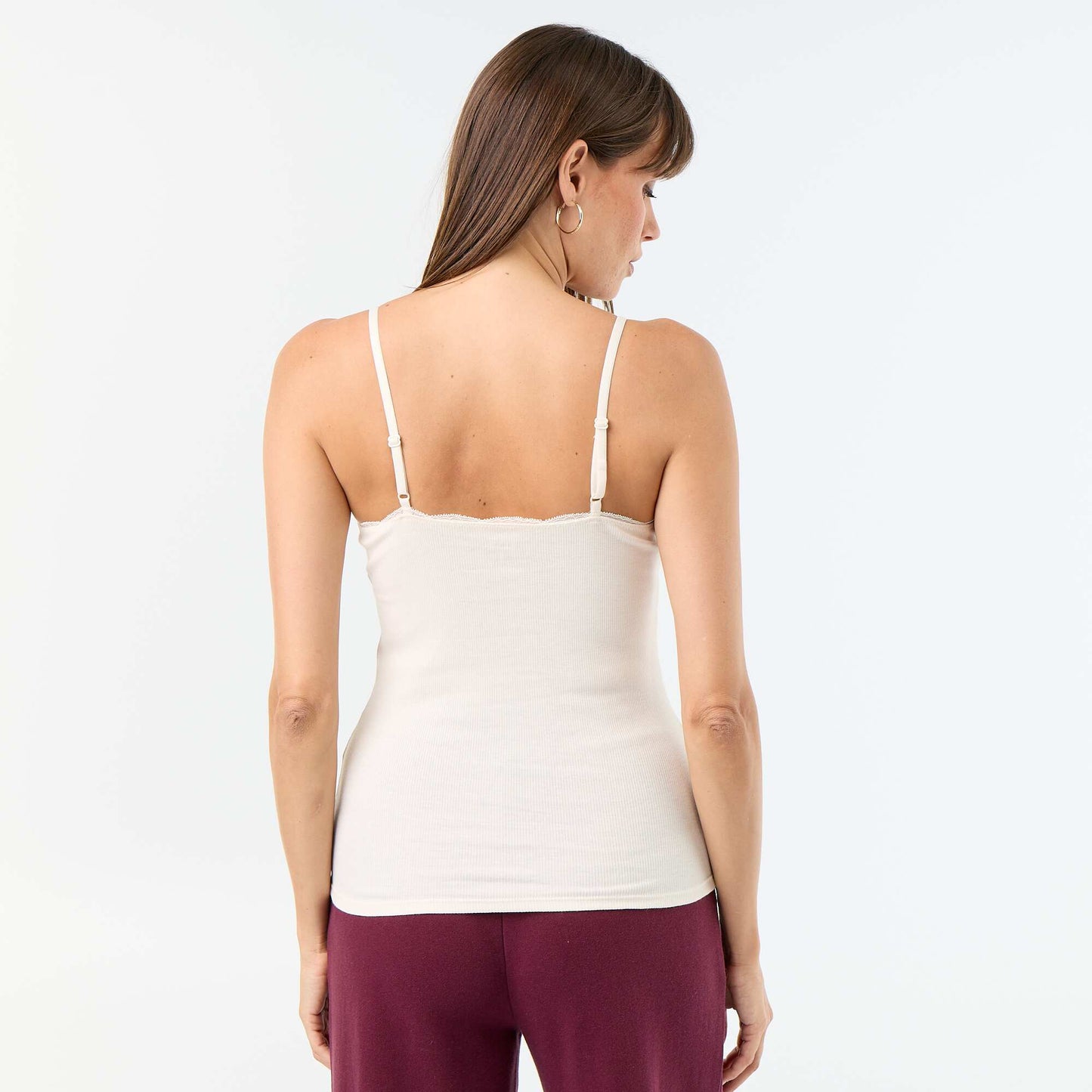 2-Pack Ribbed Lace Trim Tank Tops BLACK