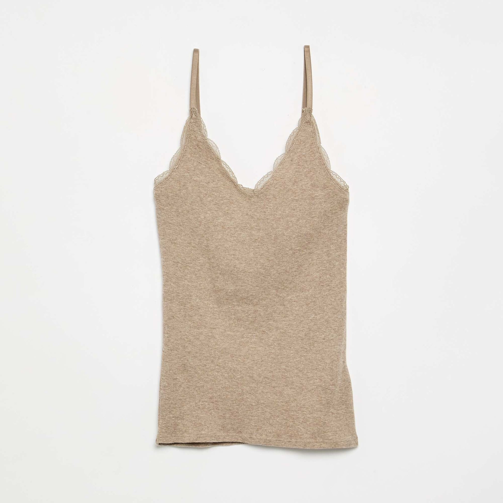 2-pack of ribbed lace-trim tank tops DARK BROWN