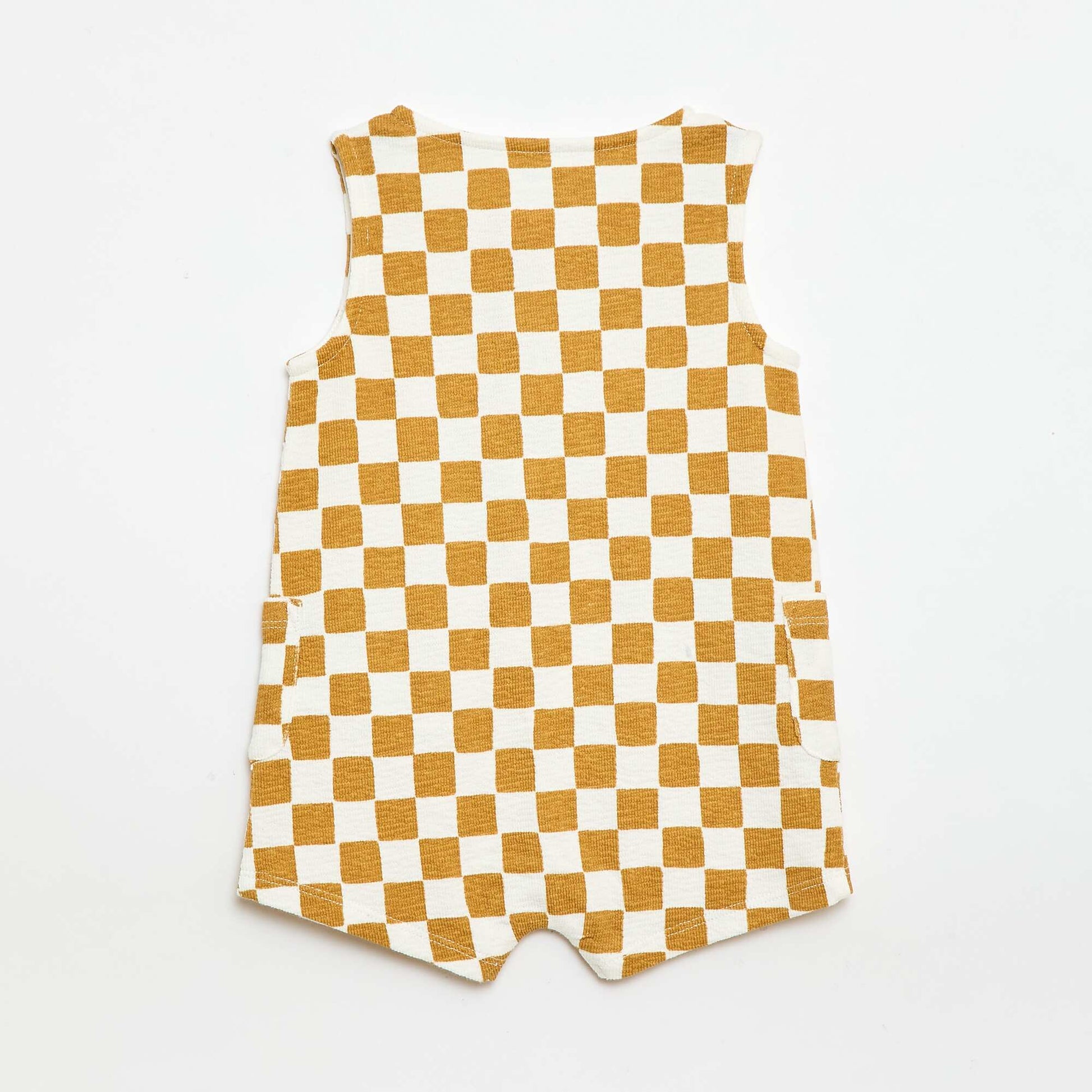 Checkered Baby Terry Romper YELLOW