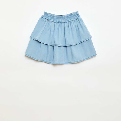 Cotton flared skirt with elasticated waist BLUE