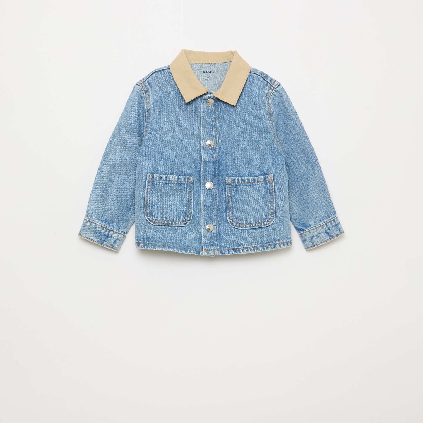 Denim Jacket with Contrasting Point Collar BLUE