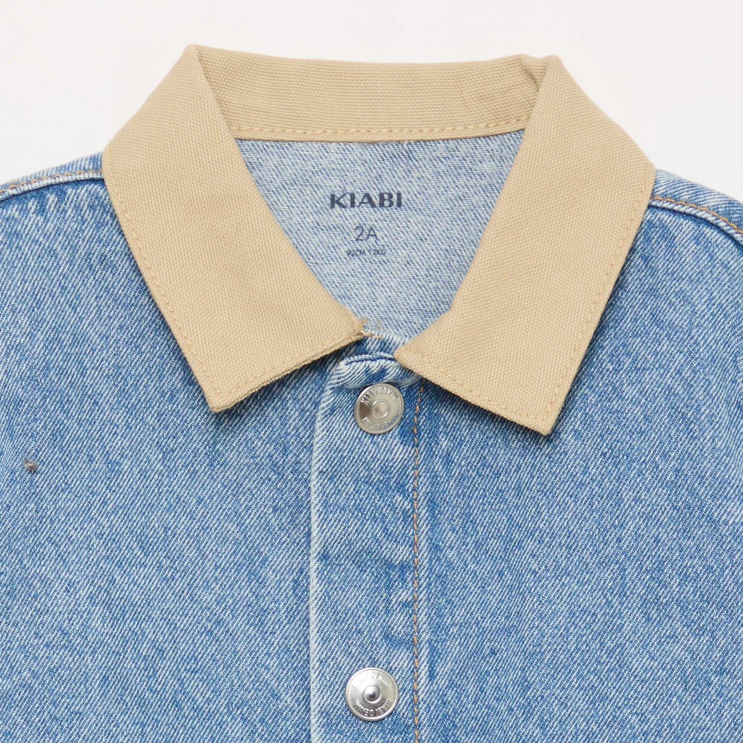 Denim Jacket with Contrasting Point Collar BLUE