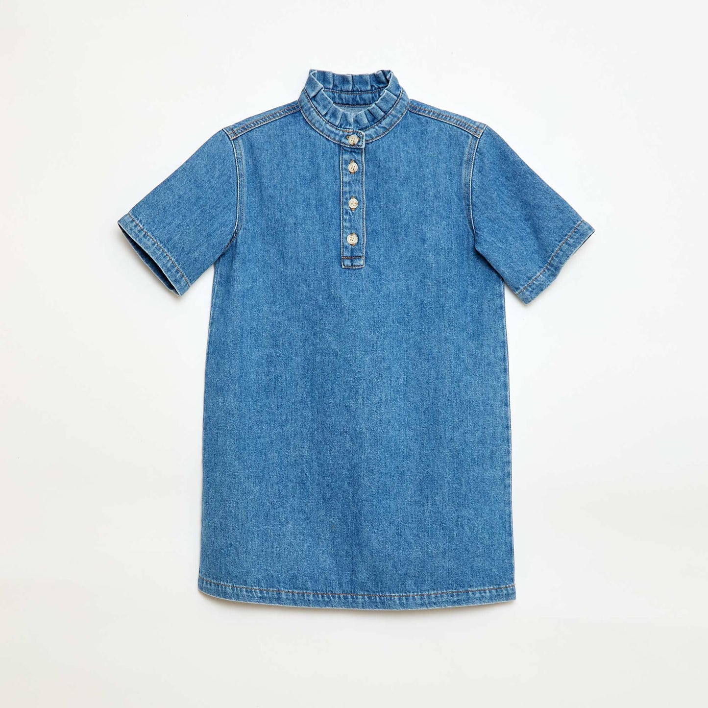 Denim Mao Collar Dress BLUE