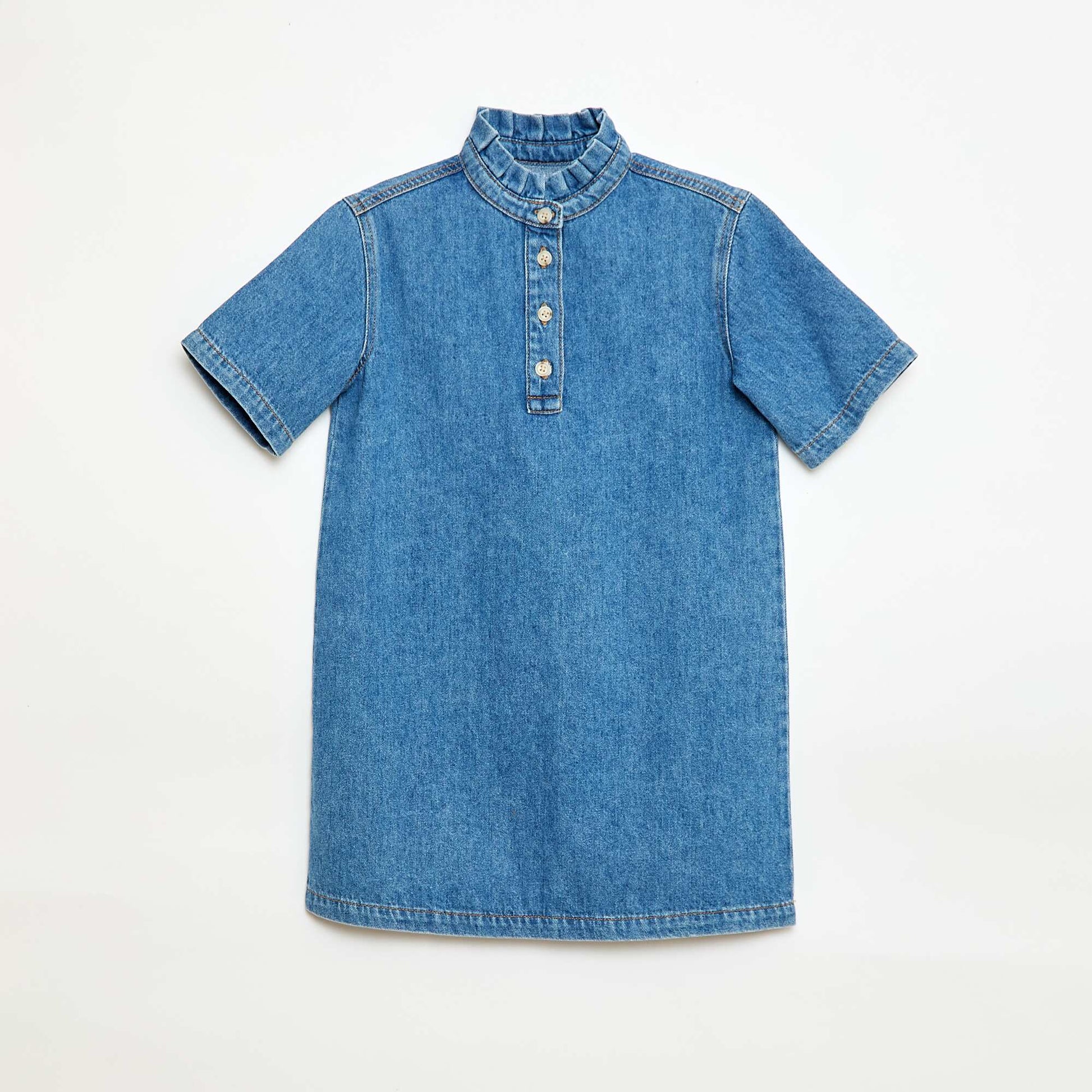 Denim Mao Collar Dress BLUE