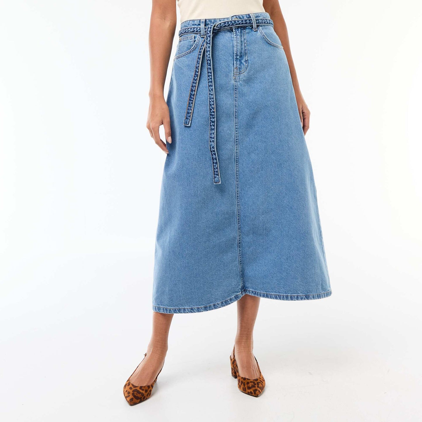 Long denim skirt BLUE