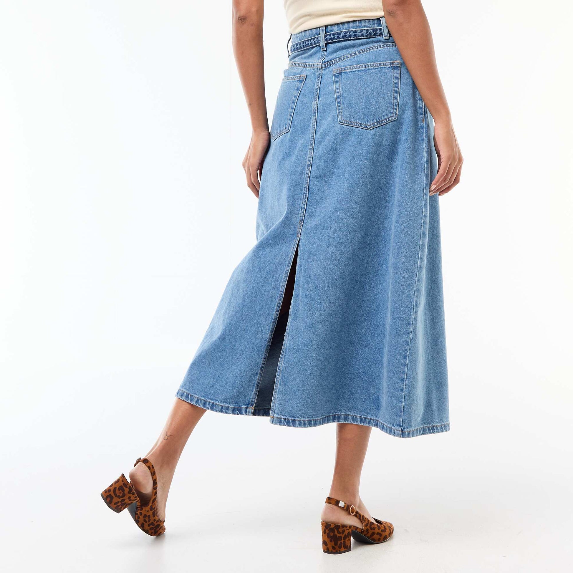 Long denim skirt BLUE