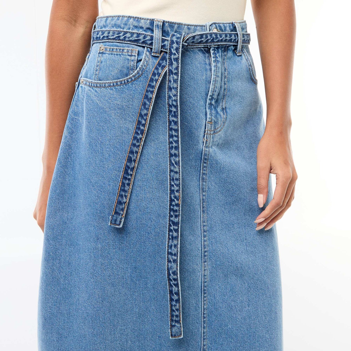Long denim skirt BLUE