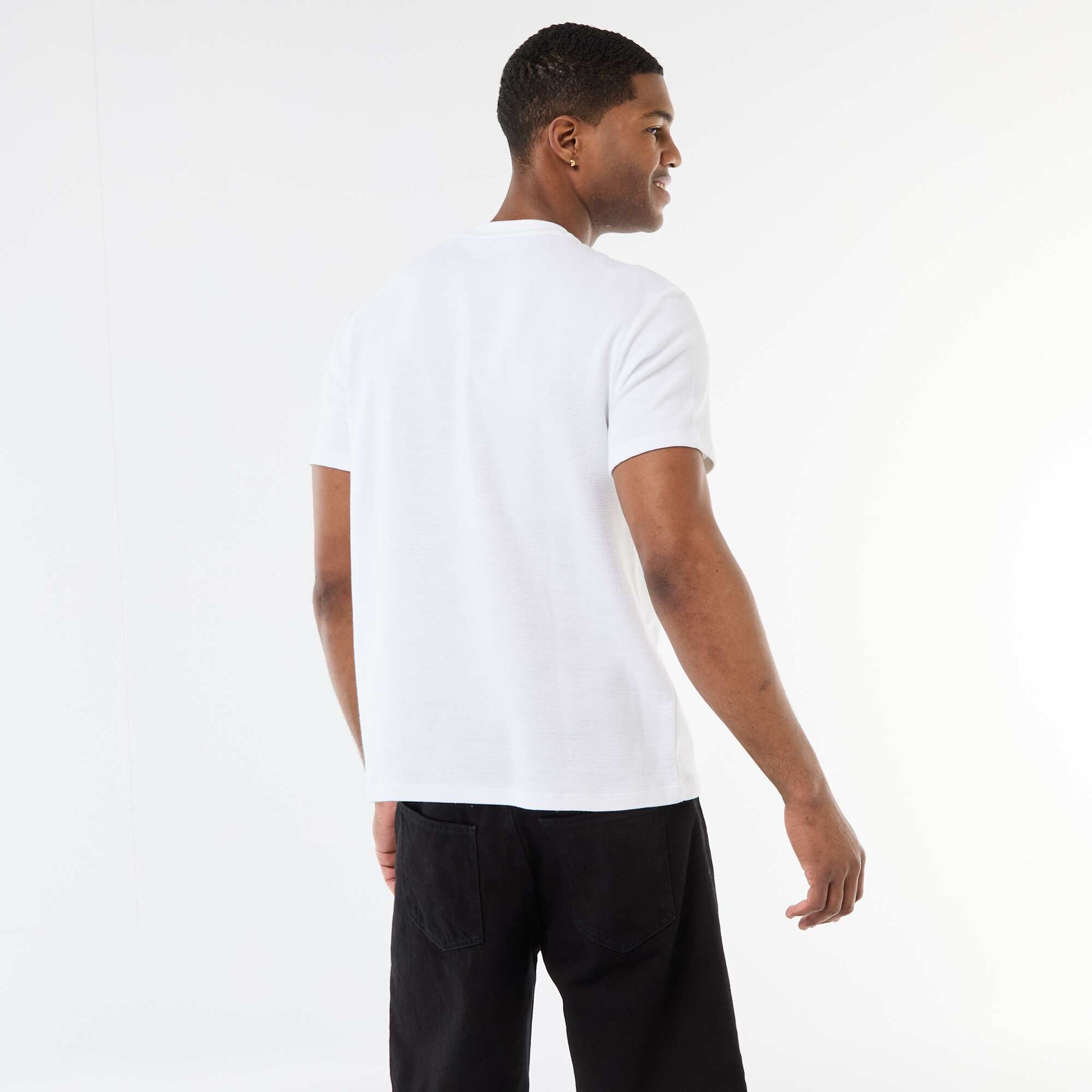 Short-Sleeved Cotton Piqué T-Shirt WHITE