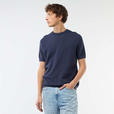 Textured Short-Sleeve T-shirt BLUE