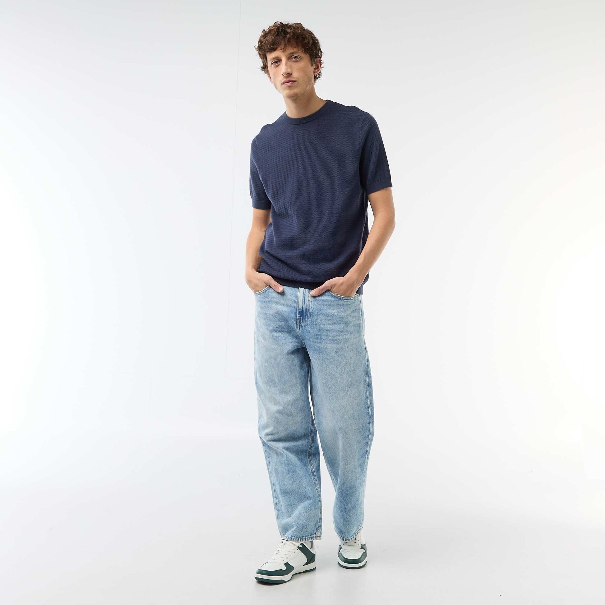 Textured Short-Sleeve T-shirt BLUE