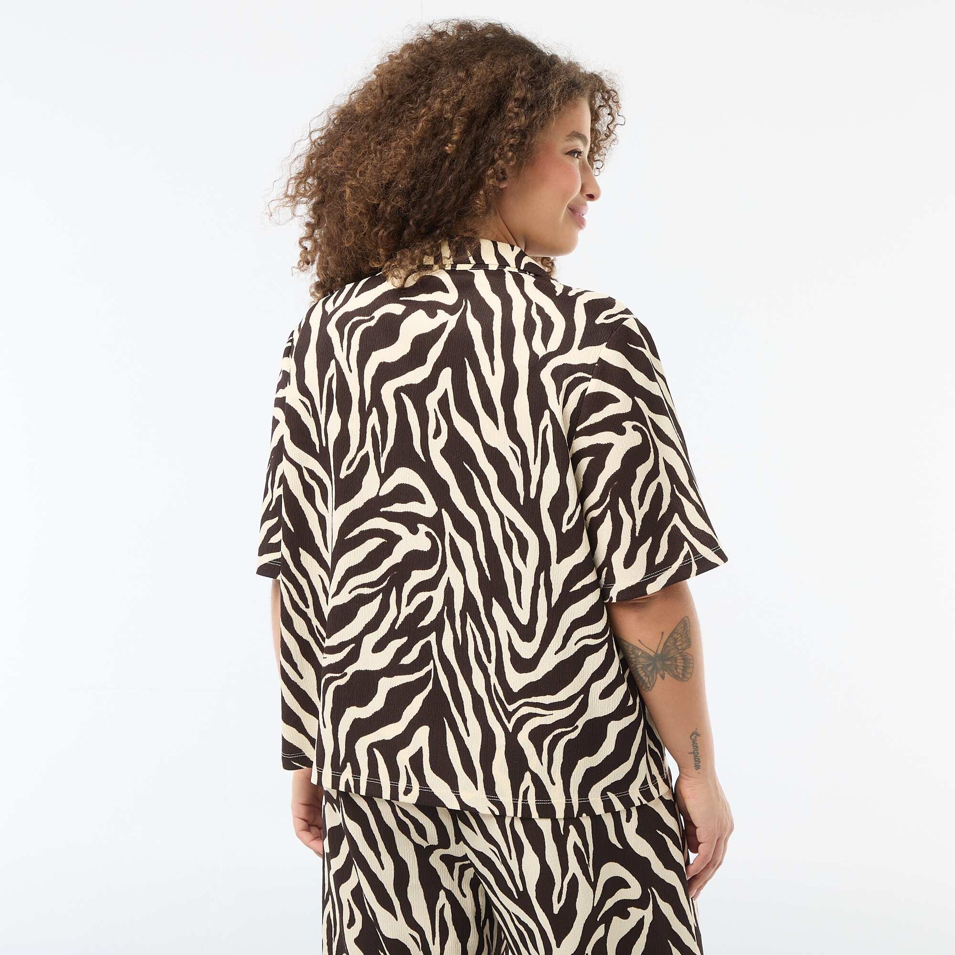 Crepe Knit Blouse BROWN