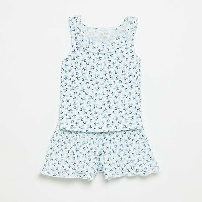 Pointelle Knit Shorts and Tank Top Set BLUE