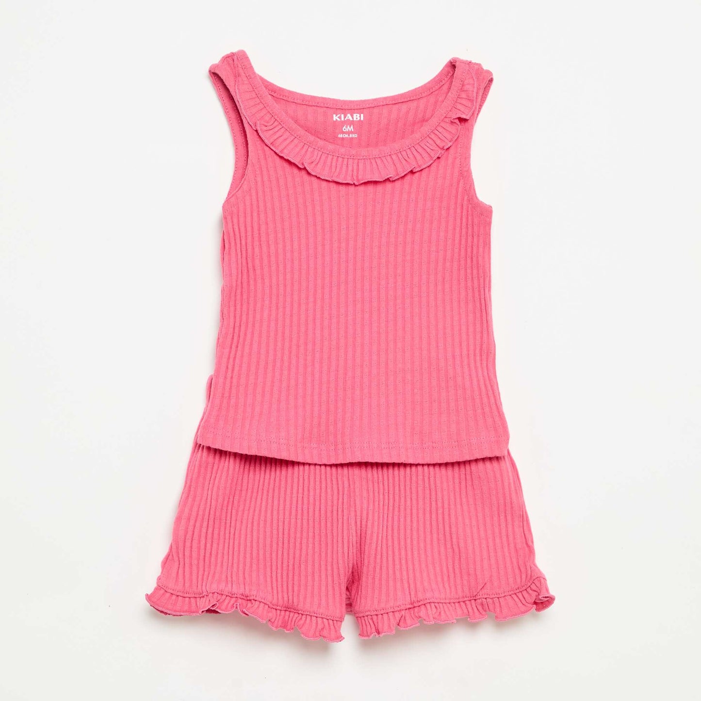Pointelle knit shorts and tank top set PINK