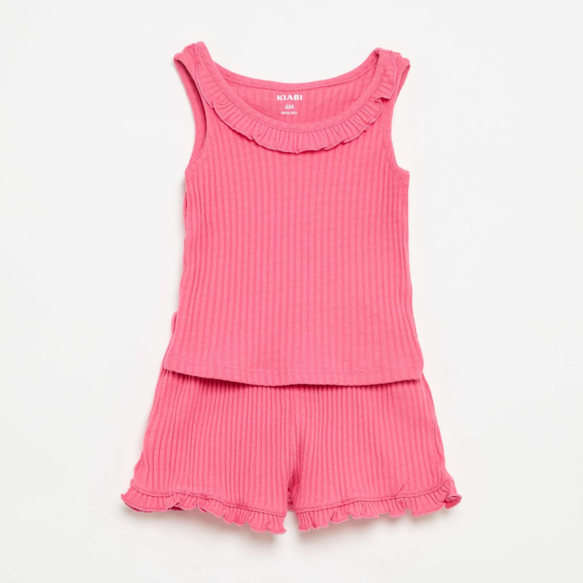 Pointelle knit shorts and tank top set PINK