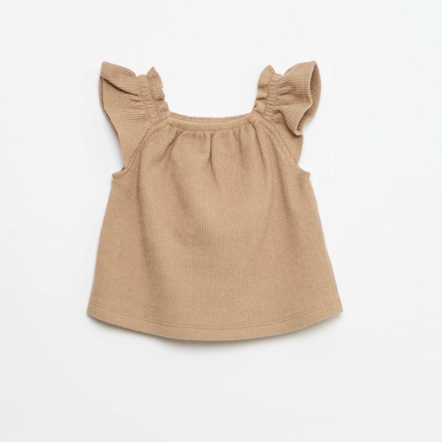 3-piece ribbed knit set - shorts + T-shirt + bucket hat BROWN