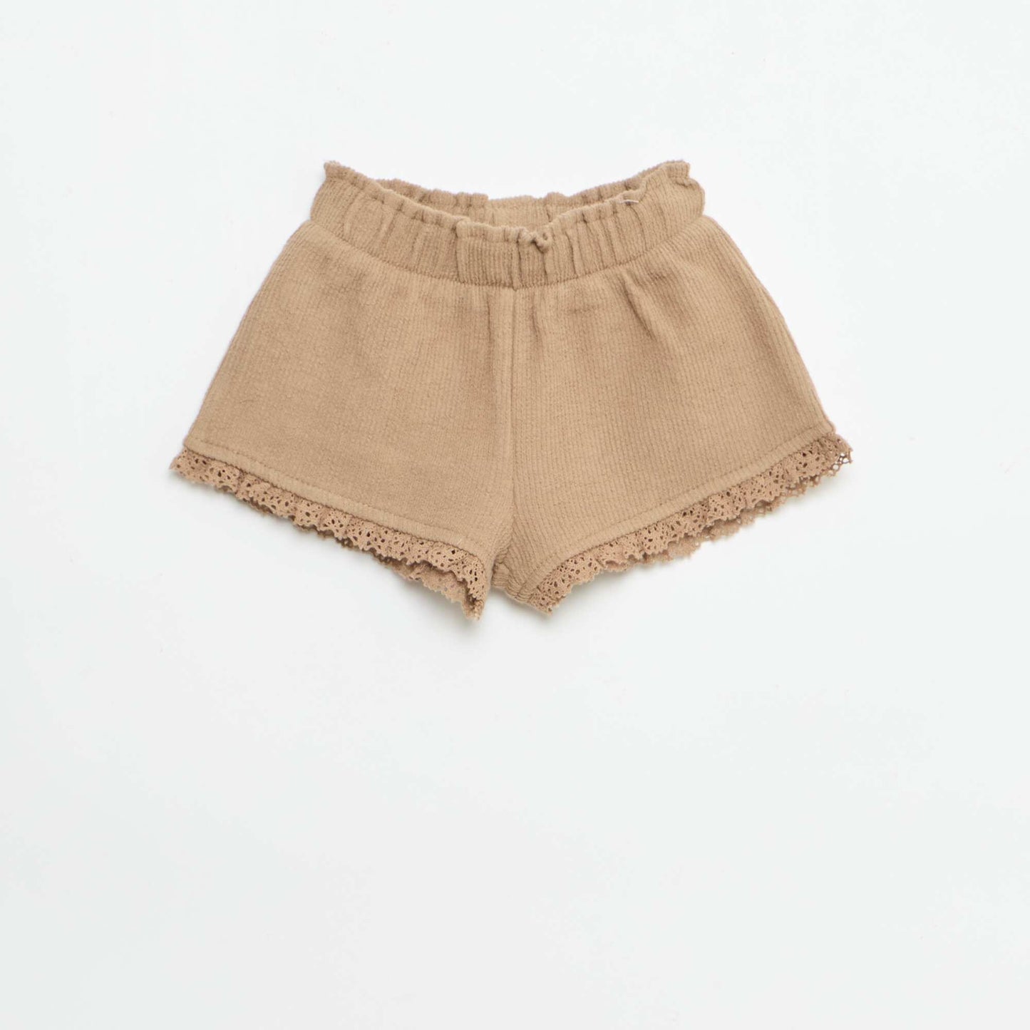 3-piece ribbed knit set - shorts + T-shirt + bucket hat BROWN