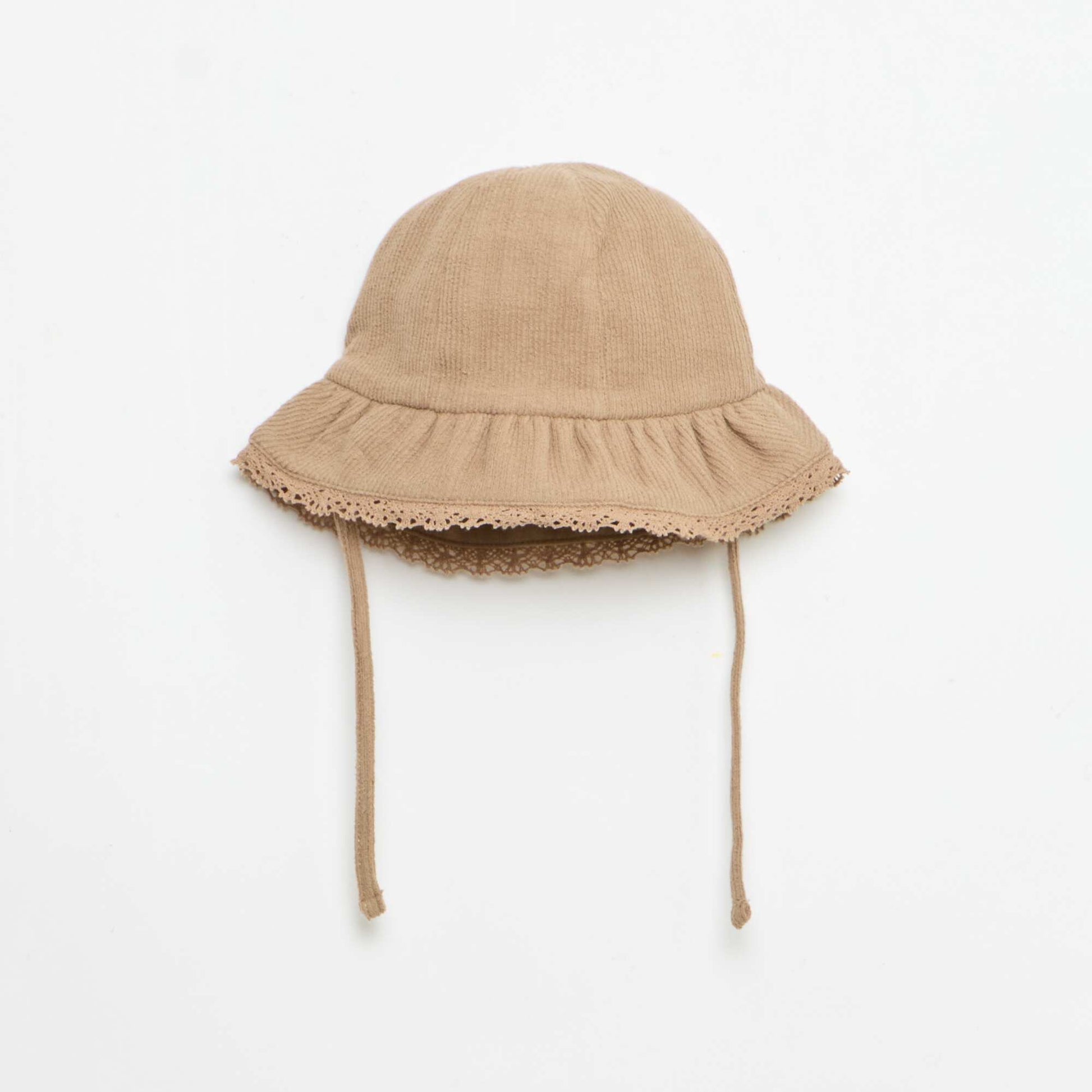 3-piece ribbed knit set - shorts + T-shirt + bucket hat BROWN